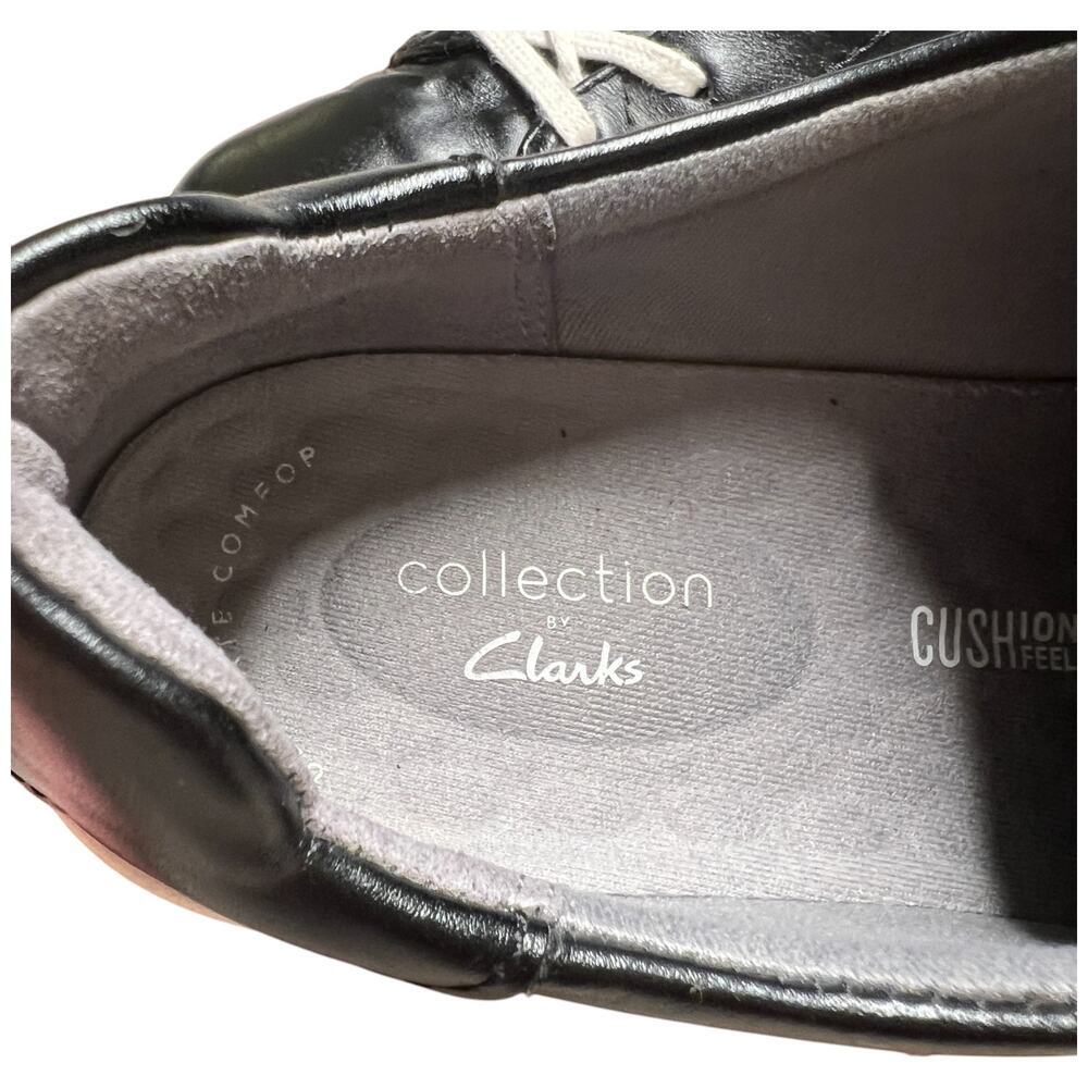 COLLECTION BY CLARKS LAYTON LACE Women's Size 6 Black Leather Sneakers Shoes - Picture 13 of 15